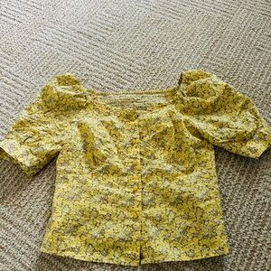 Floral Yellow Puff Sleeve Blouse